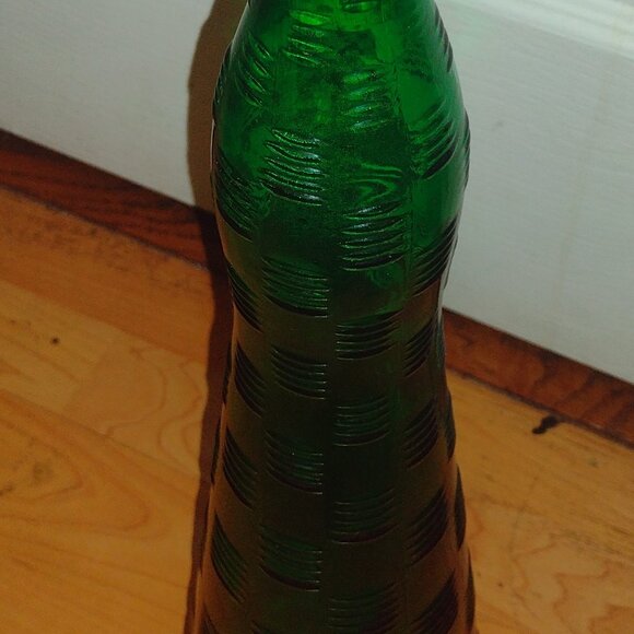 XL Vintage Retro Art Glass Tall Bottle Vase Green Funky